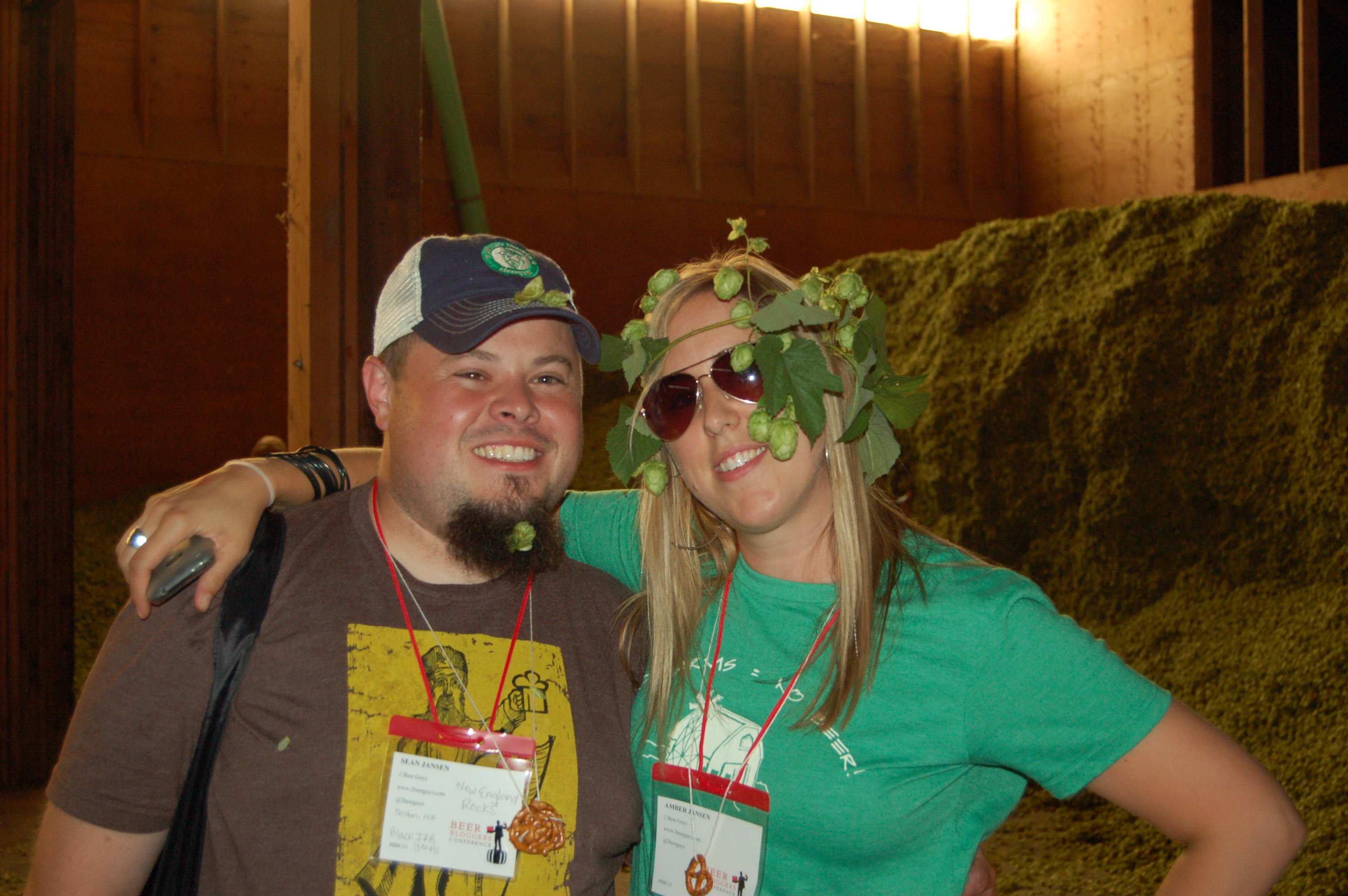 Beer Bloggers Conference - Amber & Sean in front of dried hops