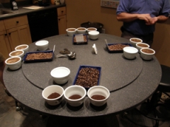 Cupping process to evaluate the beans